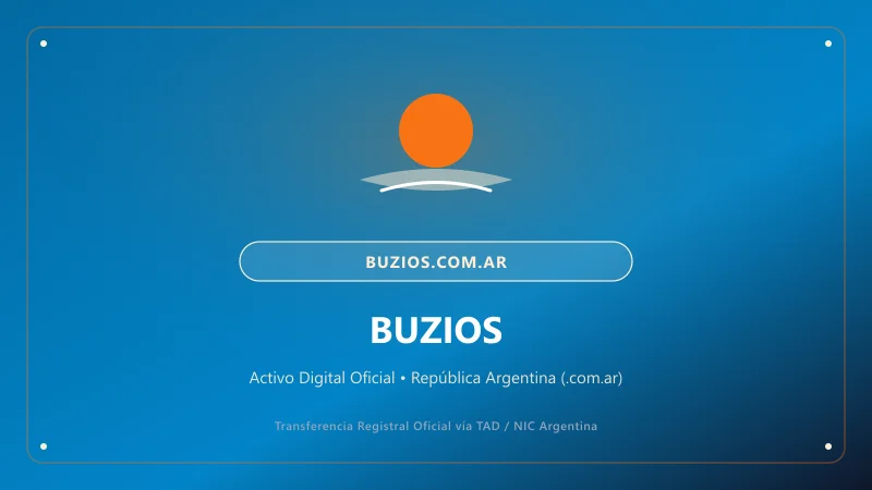 Identidad visual y presentación comercial del nombre de dominio buzios.com.ar en venta